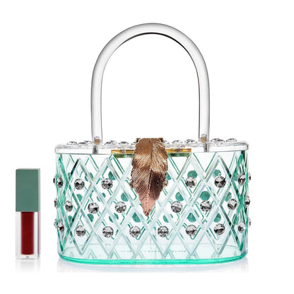 Milanblocks 1950s Spearmint Ice Crystal Acrylic Box Clutch Handbag - Unique Vintage - Womens, ACCESSORIES, HANDBAGS