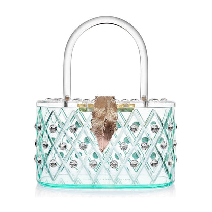 Milanblocks 1950s Spearmint Ice Crystal Acrylic Box Clutch Handbag - Unique Vintage - Womens, ACCESSORIES, HANDBAGS