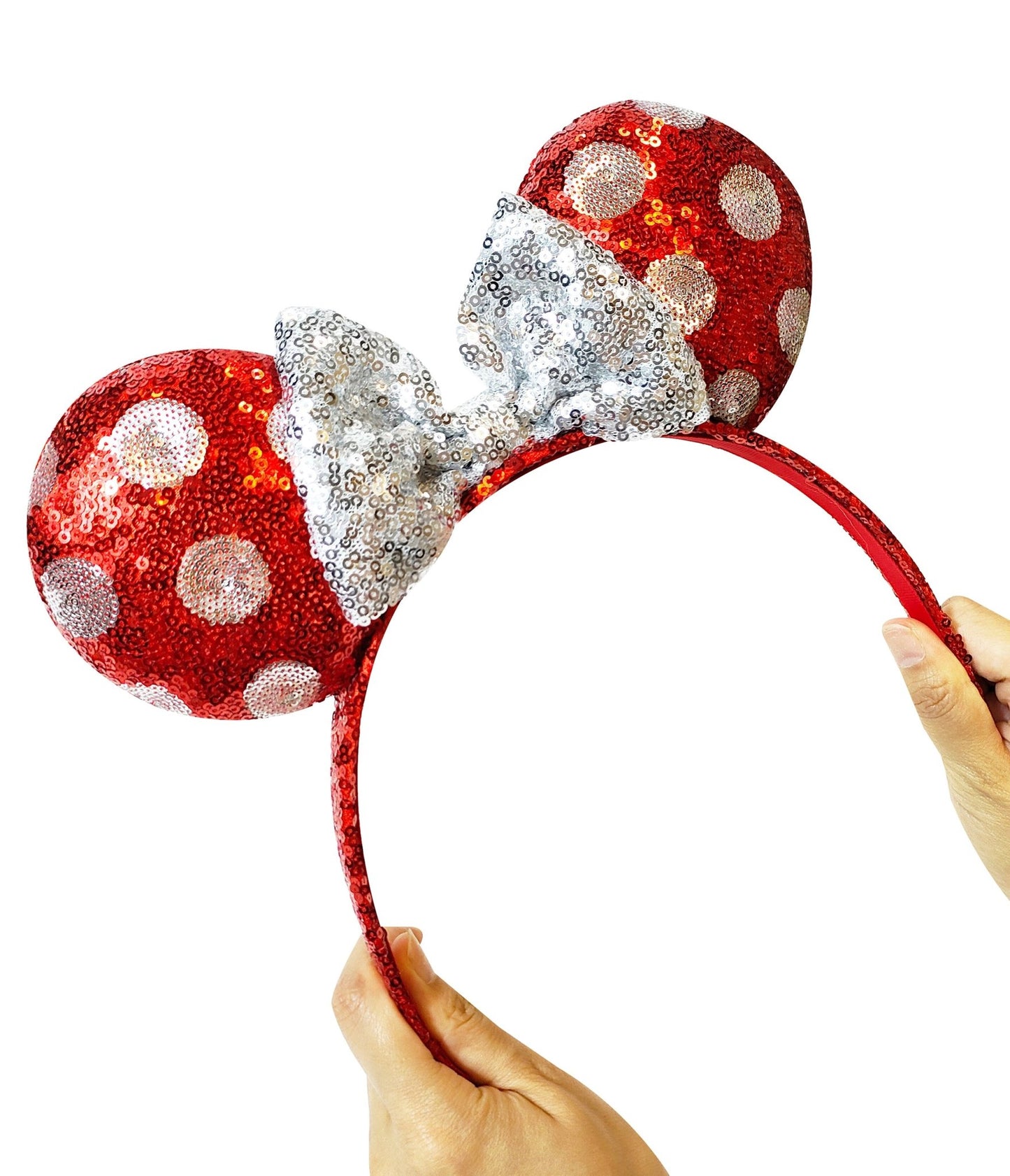 Minnie Mouse Red & White Polka Dot Sequin Plush Headband - Unique Vintage - Womens, ACCESSORIES, HAIR