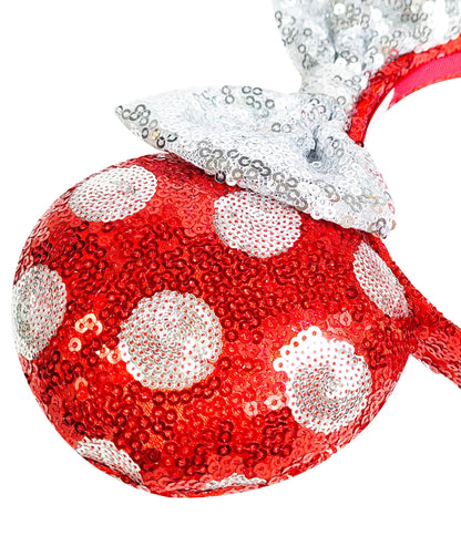 Minnie Mouse Red & White Polka Dot Sequin Plush Headband - Unique Vintage - Womens, ACCESSORIES, HAIR