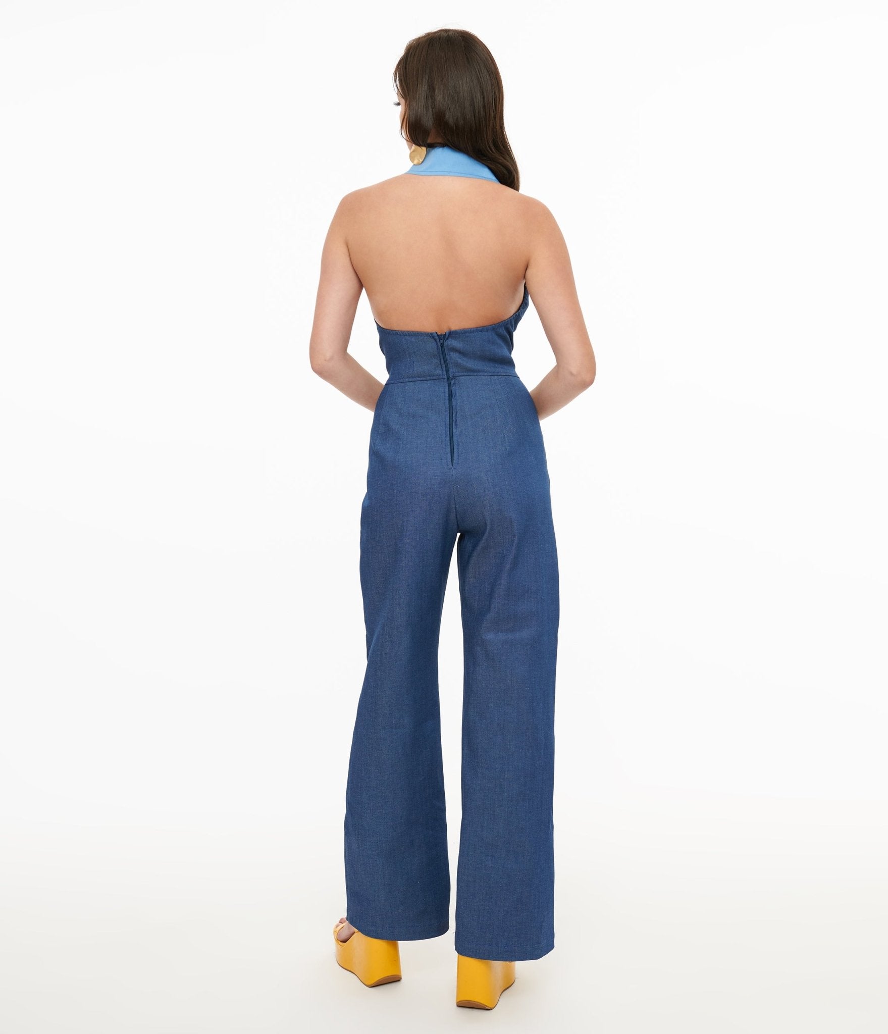 Miracle Eye Blue Denim Cecilia Jumpsuit - Unique Vintage - Womens, BOTTOMS, ROMPERS AND JUMPSUITS