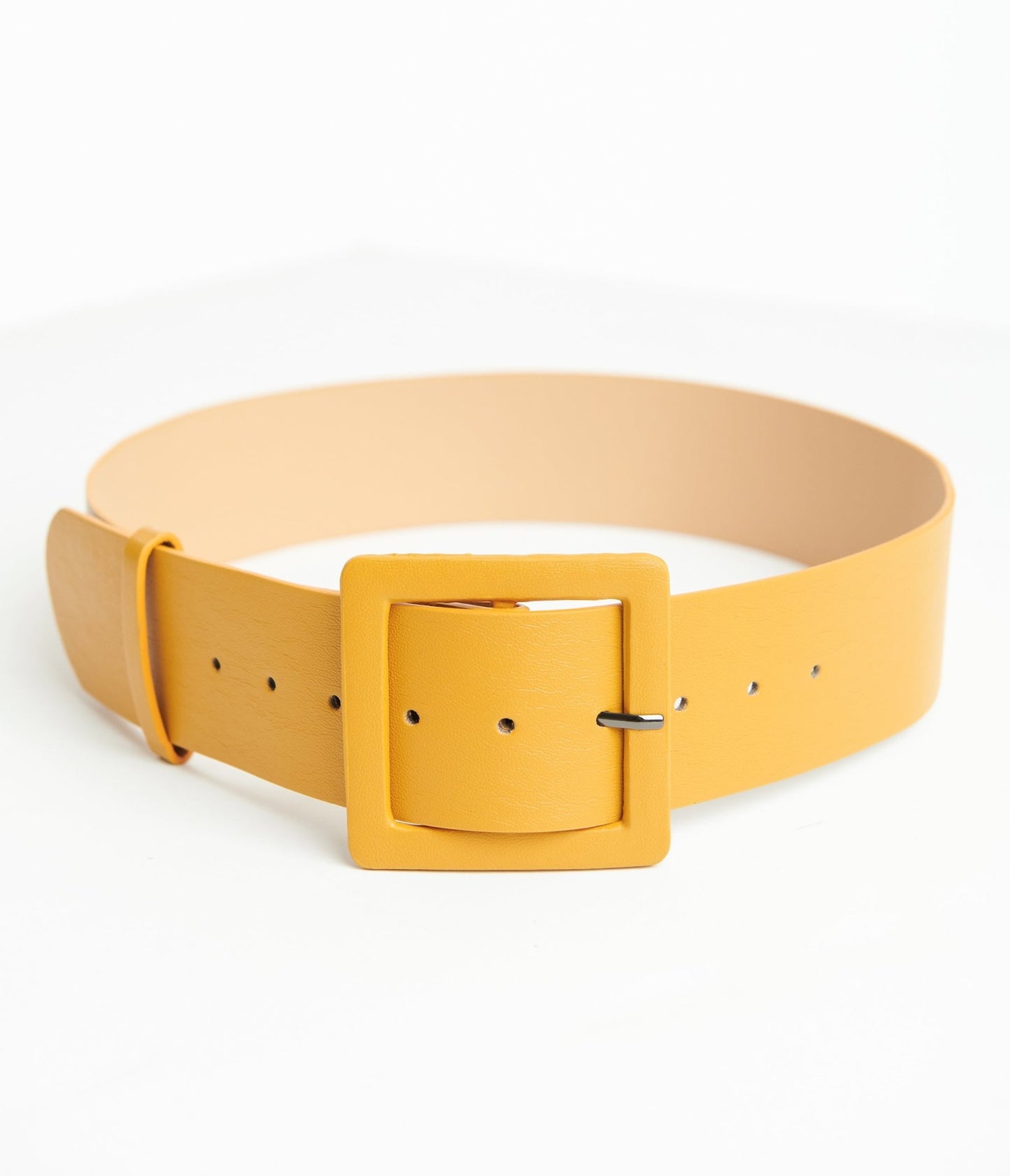 Mustard Leatherette Wide Belt - Unique Vintage - Womens, ACCESSORIES, BELTS