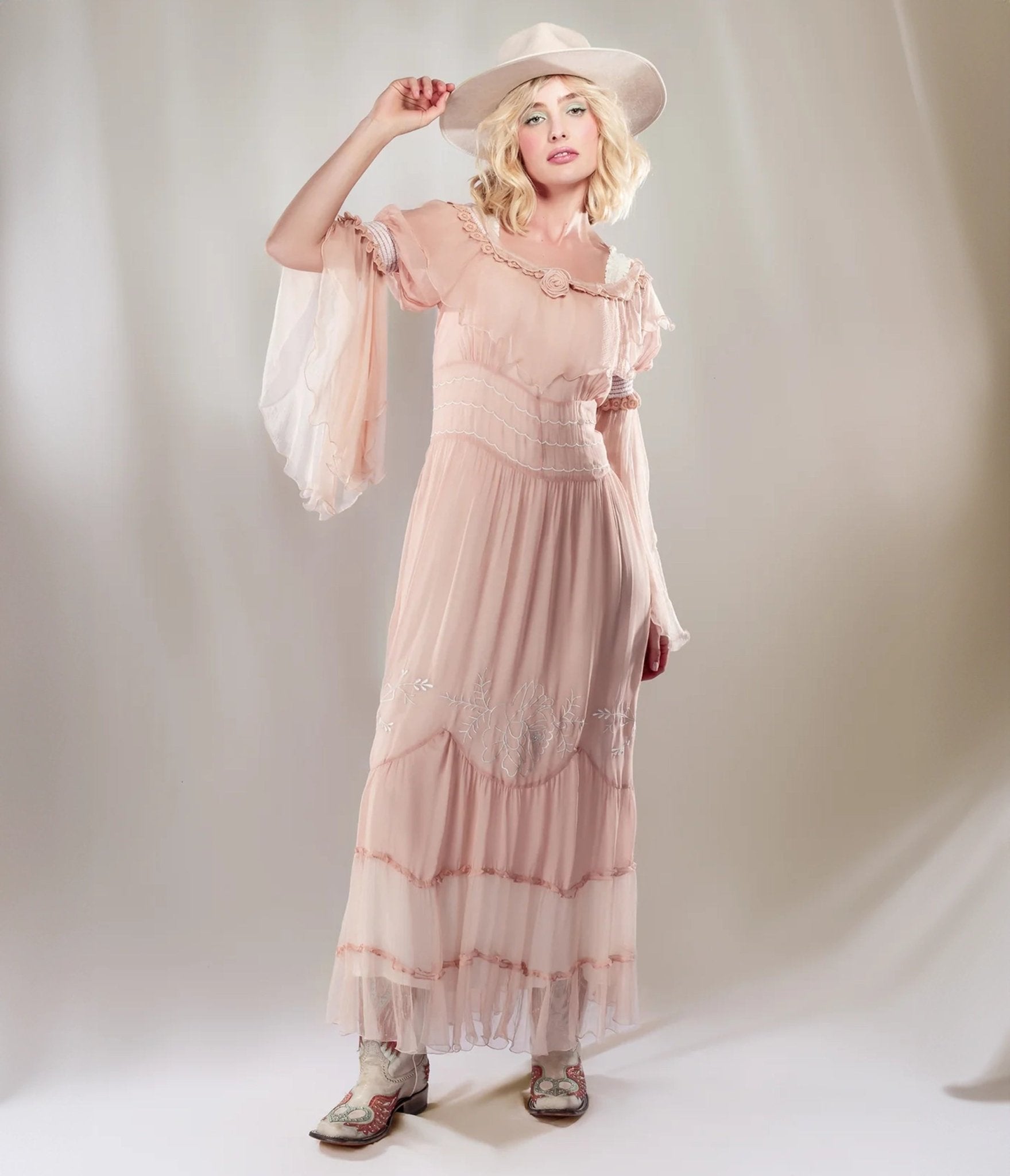 Nataya Dusty Rose Desert Lila Dress - Unique Vintage - Womens, DRESSES, PROM AND SPECIAL OCCASION