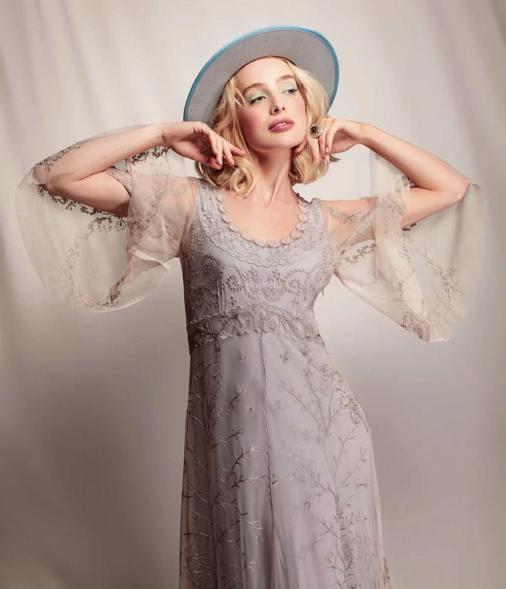 Nataya Lilac Lace Meadow Delilah Dress - Unique Vintage - Womens, DRESSES, PROM AND SPECIAL OCCASION