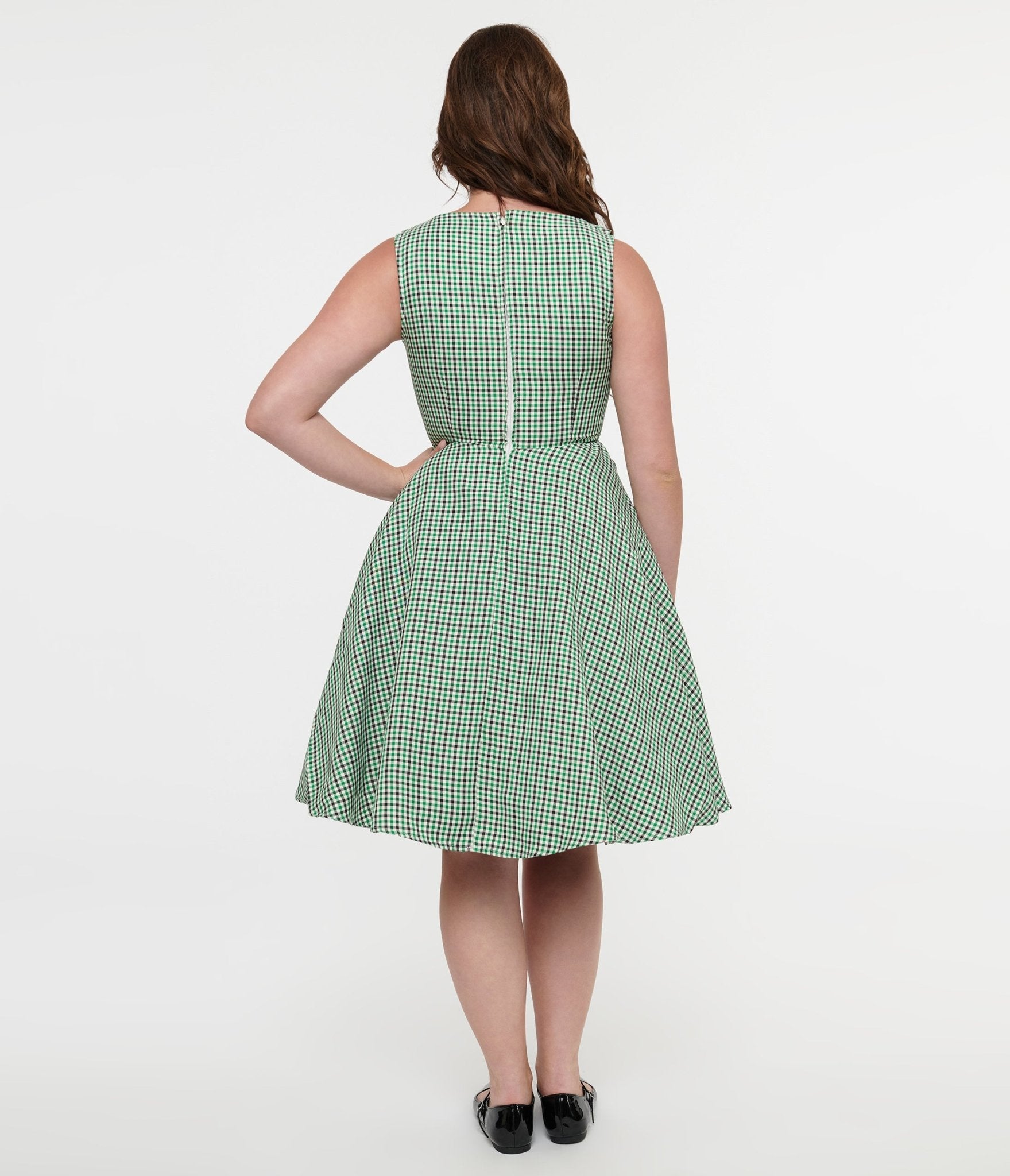 Orchid Bloom 1950s Green & Black Plaid Fit & Flare Dress - Unique Vintage - Womens, DRESSES, FIT AND FLARE