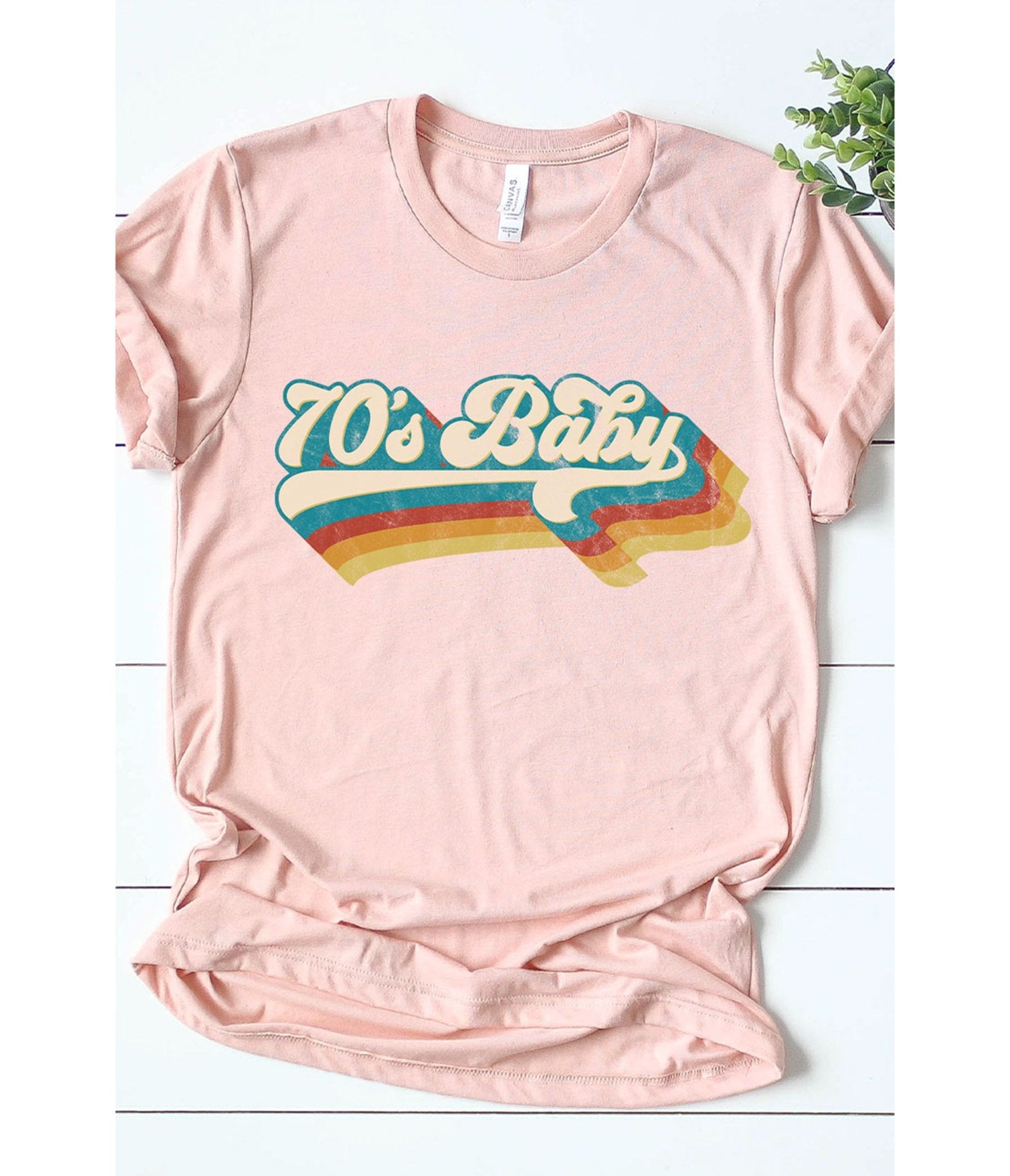 Peach 70s Baby Graphic Tee - Unique Vintage - Womens, GRAPHIC TEES, TEES