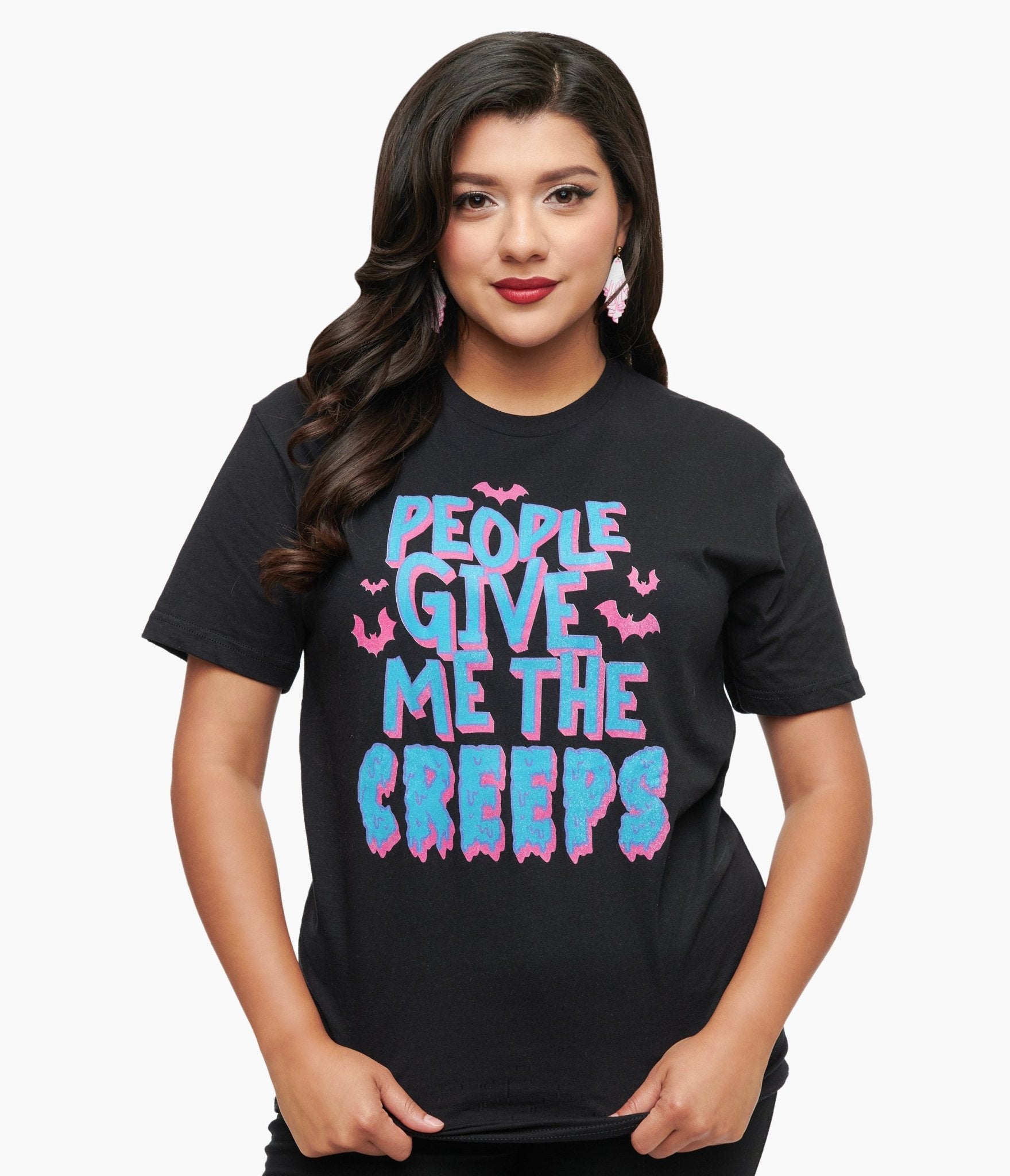 People Give Me The Creeps Unisex Graphic Tee - Unique Vintage - Womens, HALLOWEEN, GRAPHIC TEES