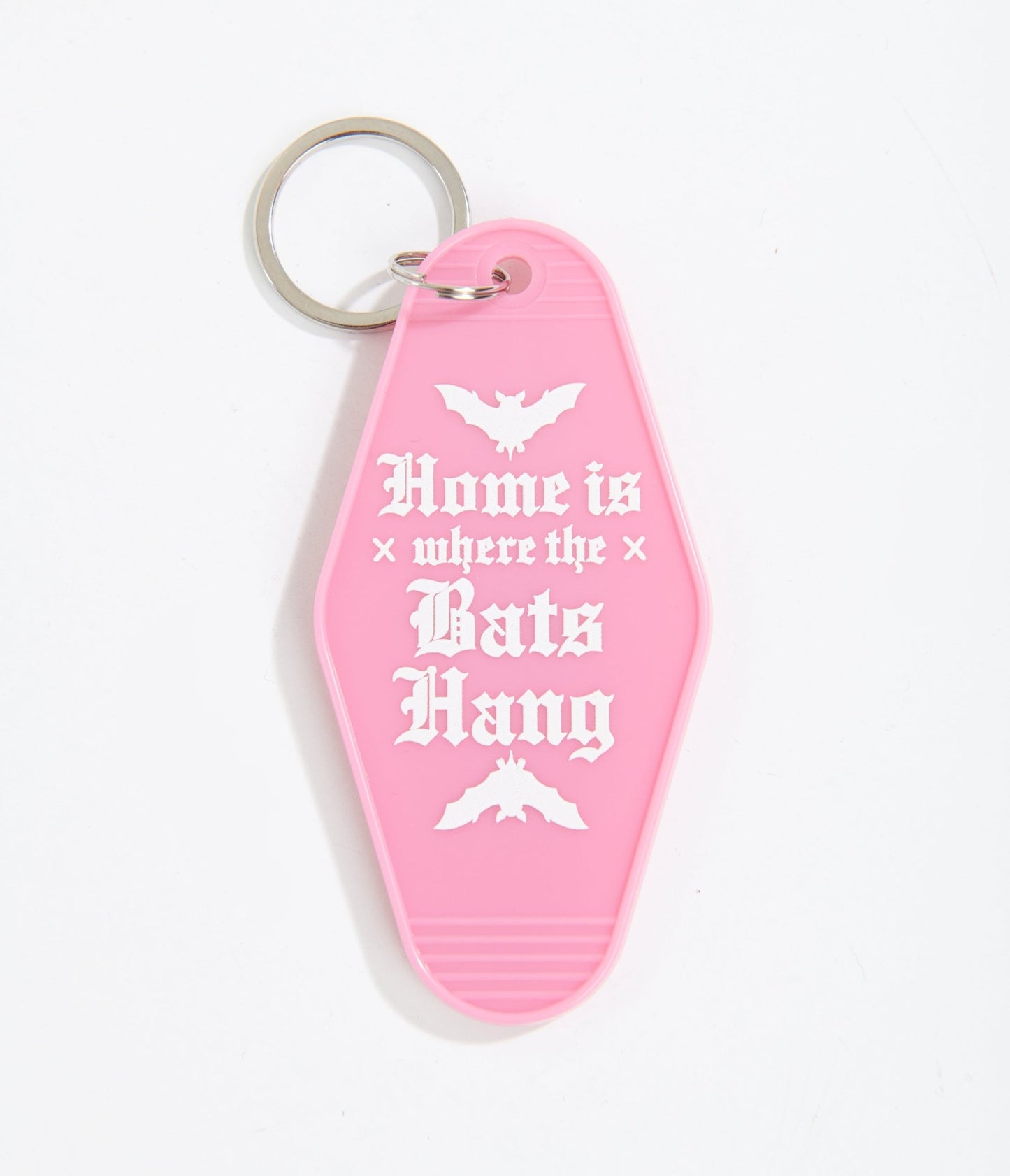 Pink Home Is Where The Bats Hang Motel Keychain - Unique Vintage - Womens, HALLOWEEN, ACCESSORIES