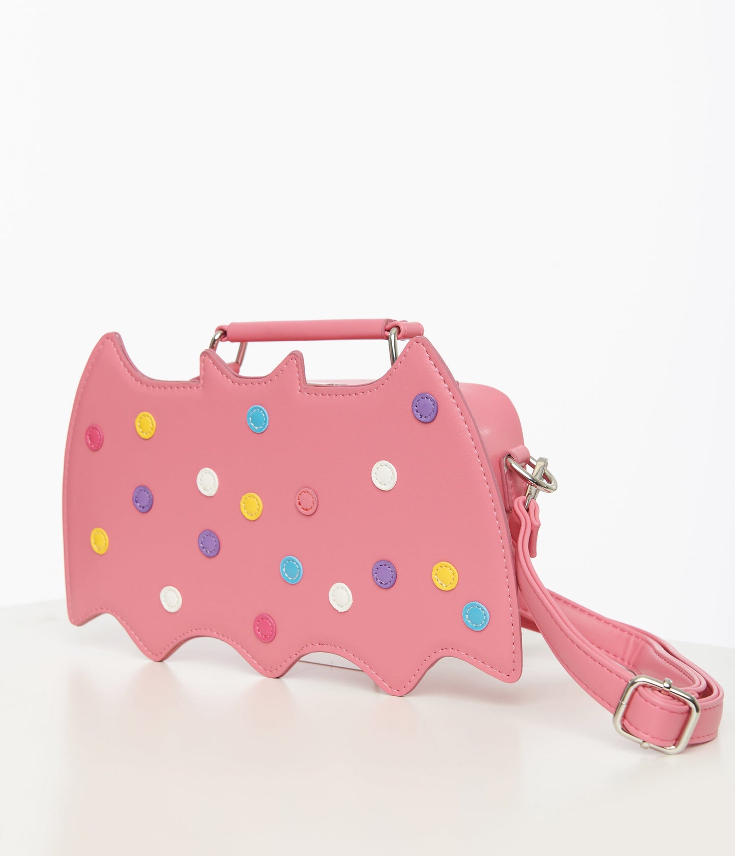 Pink Leatherette Circus Cookie Bat Crossbody Bag - Unique Vintage - Womens, ACCESSORIES, HANDBAGS