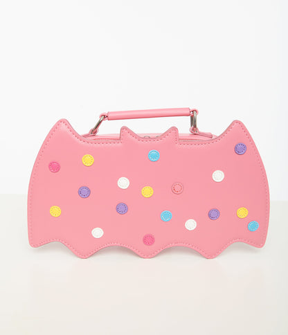 Pink Leatherette Circus Cookie Bat Crossbody Bag - Unique Vintage - Womens, ACCESSORIES, HANDBAGS