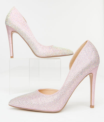 Pink Rhinestone Stiletto Pumps - Unique Vintage - Womens, SHOES, HEELS