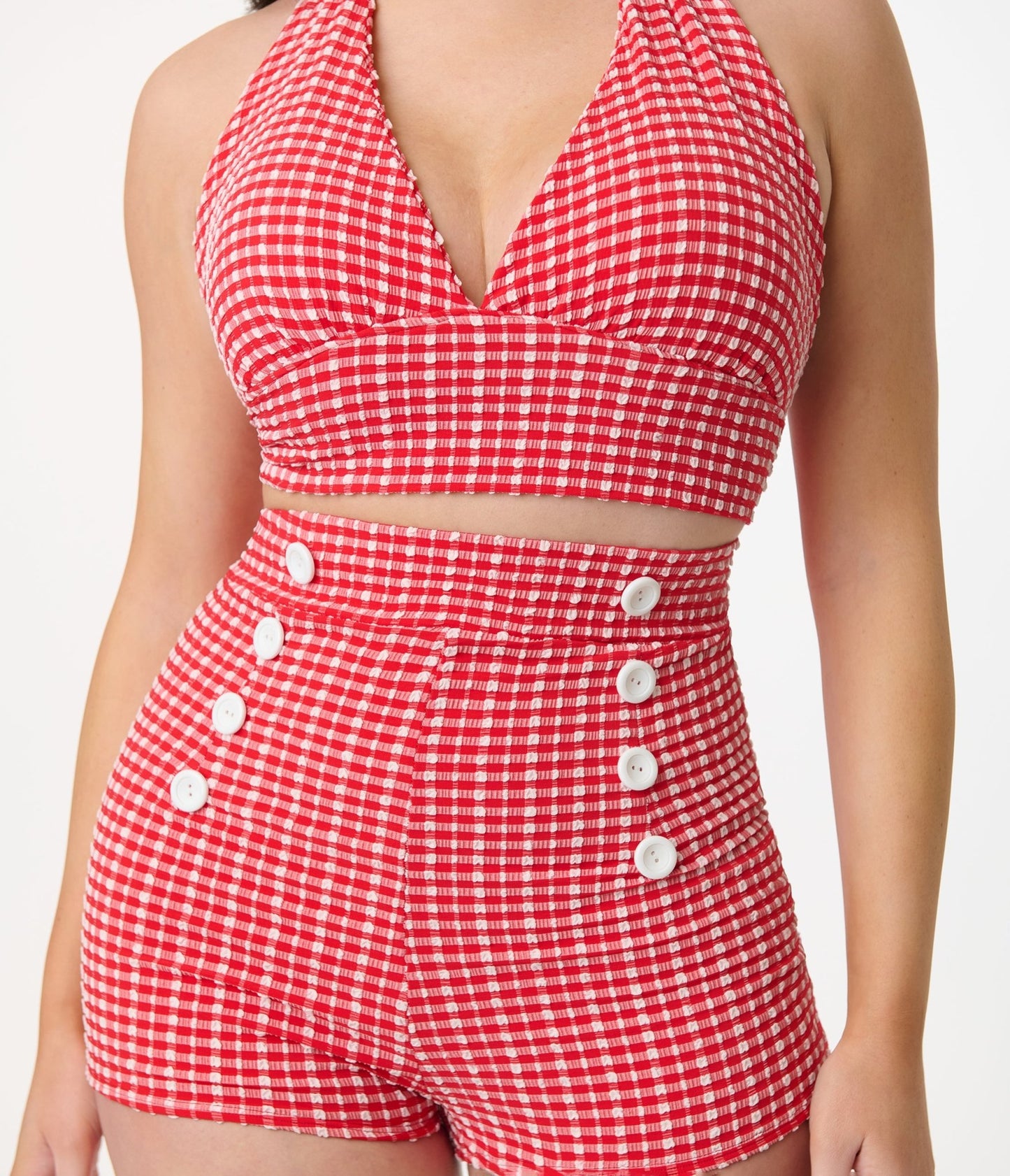 Pinky Pinups 1960s Red Gingham Sailor Swim Bottoms - Unique Vintage - Womens, SWIM, BOTTOM