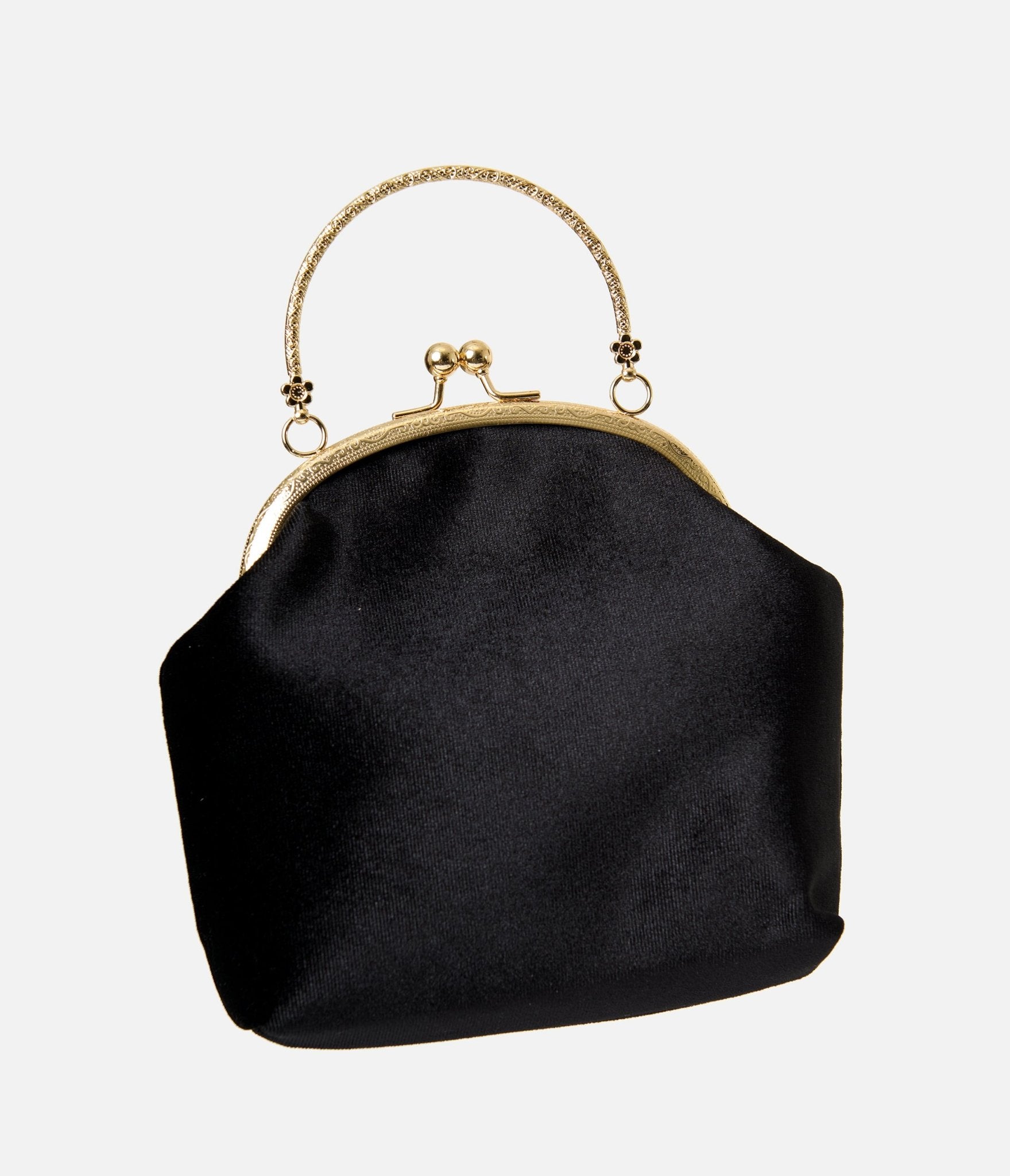 PinRock Shop Black Velvet & Gold Heart Handbag - Unique Vintage - Womens, ACCESSORIES, HANDBAGS