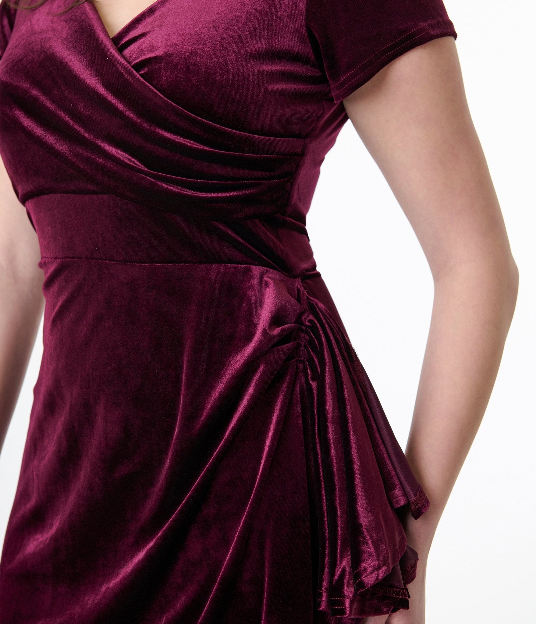 Plum Velvet Elsie Dress - Unique Vintage - Womens, DRESSES, WIGGLE