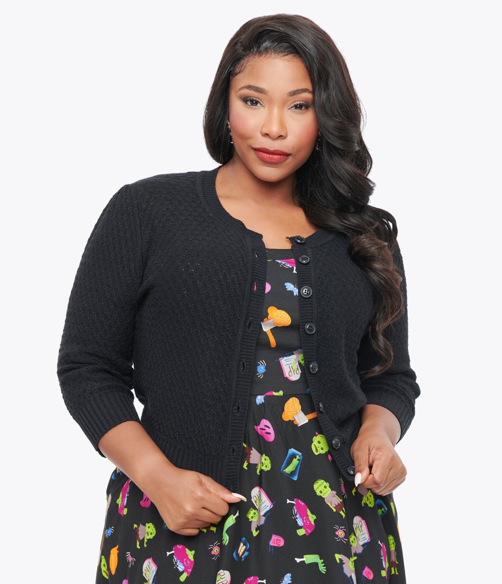 Black crochet cardigan plus size hotsell