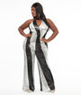 Smak Parlour Plus Size 1960s Black & Silver Sequin Glamour Goddess Jumpsuit