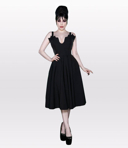 Preorder - Weasel Wear Black Queen of the Night Swing Dress - Unique Vintage - Womens, DRESSES, MAXI