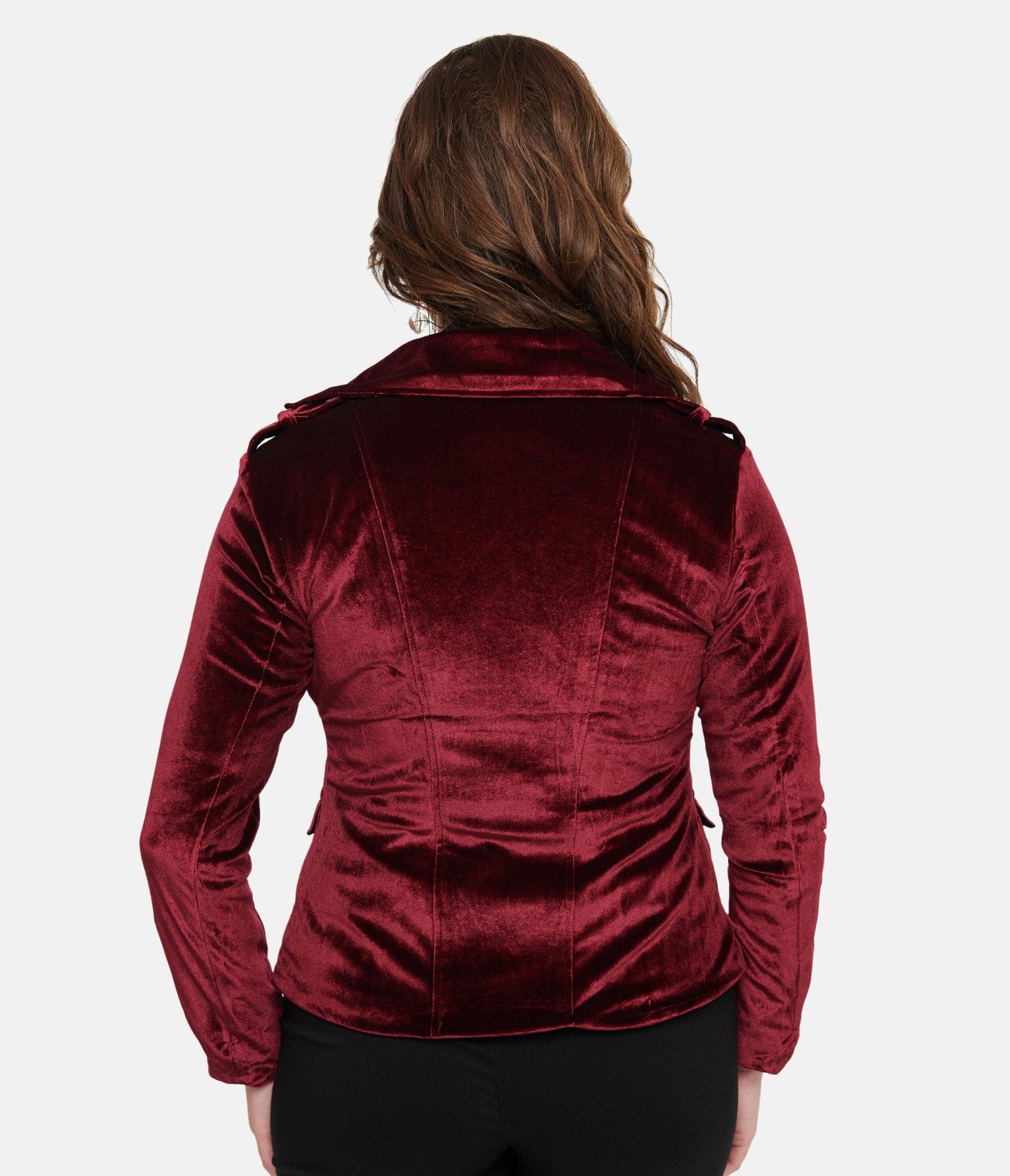 Pretty Attitude Clothing Burgundy Velvet You Could Be Mine Moto Jacket - Unique Vintage - Womens, TOPS, OUTERWEAR