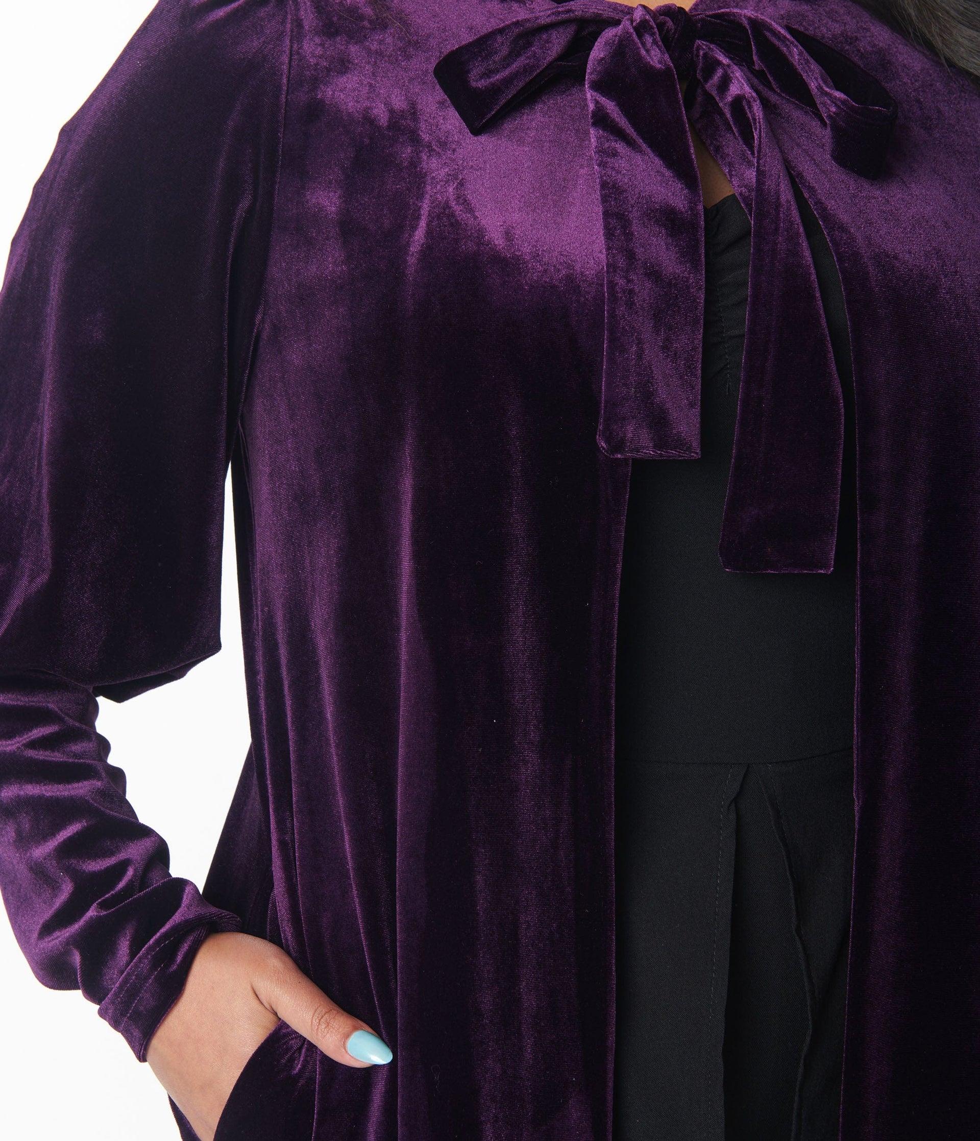 Purple Velvet Leota Duster - Unique Vintage - Womens, HALLOWEEN, TOPS