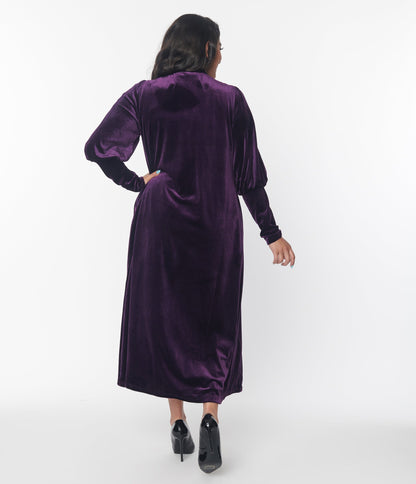 Purple Velvet Leota Duster - Unique Vintage - Womens, HALLOWEEN, TOPS