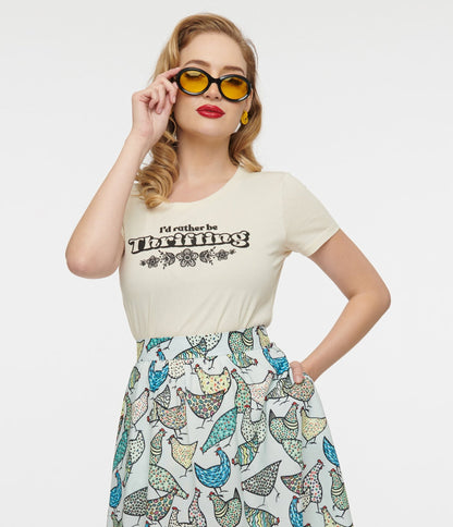 Rather Be Thrifting Fitted Cotton Graphic Tee - Unique Vintage - Womens, TOPS, TEES