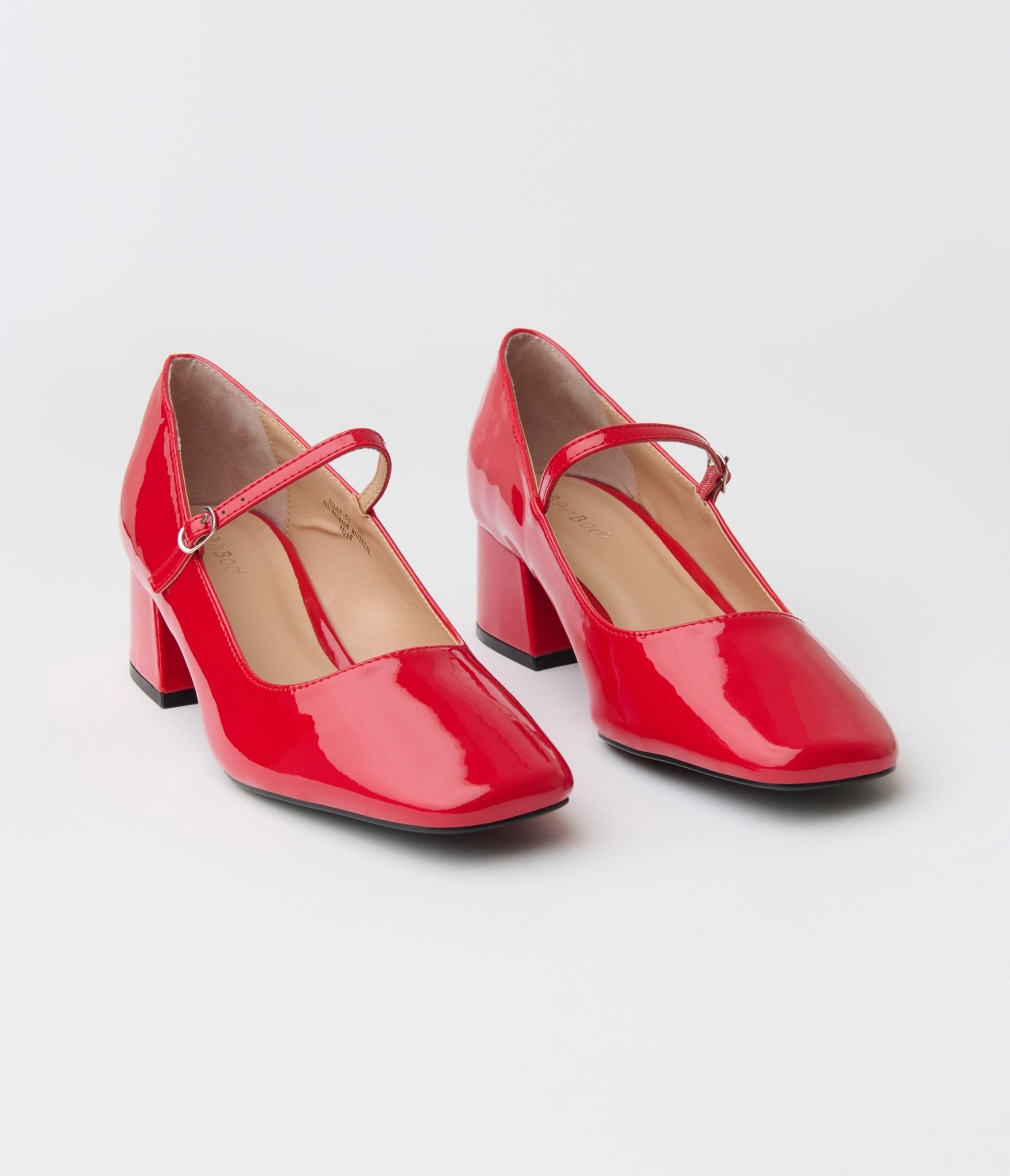 Red Patent Leatherette Mary Jane Heels - Unique Vintage - Womens, SHOES, HEELS