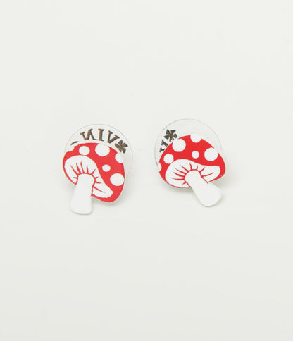 Red & White Mushroom Earrings - Unique Vintage - Womens, ACCESSORIES, JEWELRY