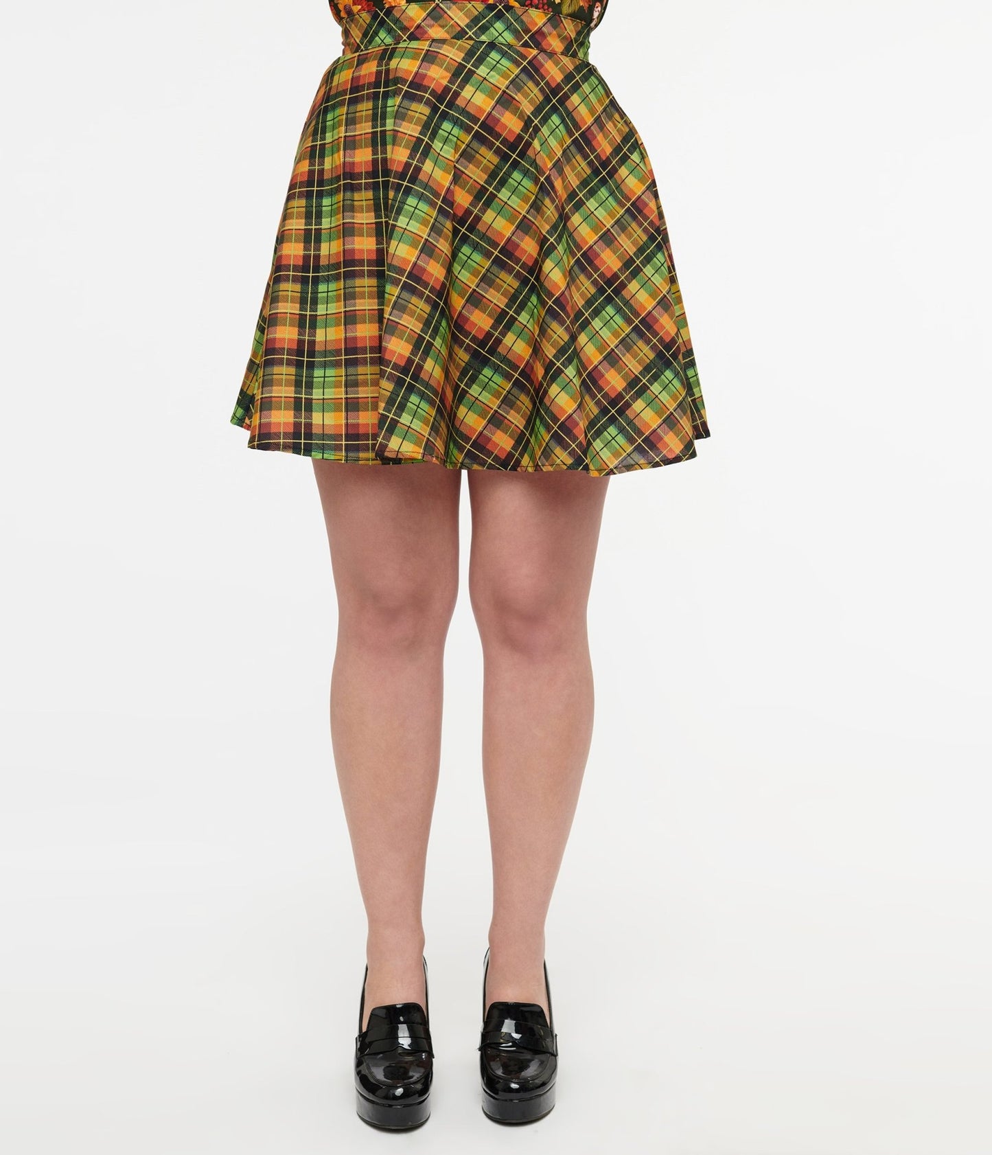 Retrolicious 1950s Autumn Tartan Skater Skirt - Unique Vintage - Womens, BOTTOMS, SKIRTS