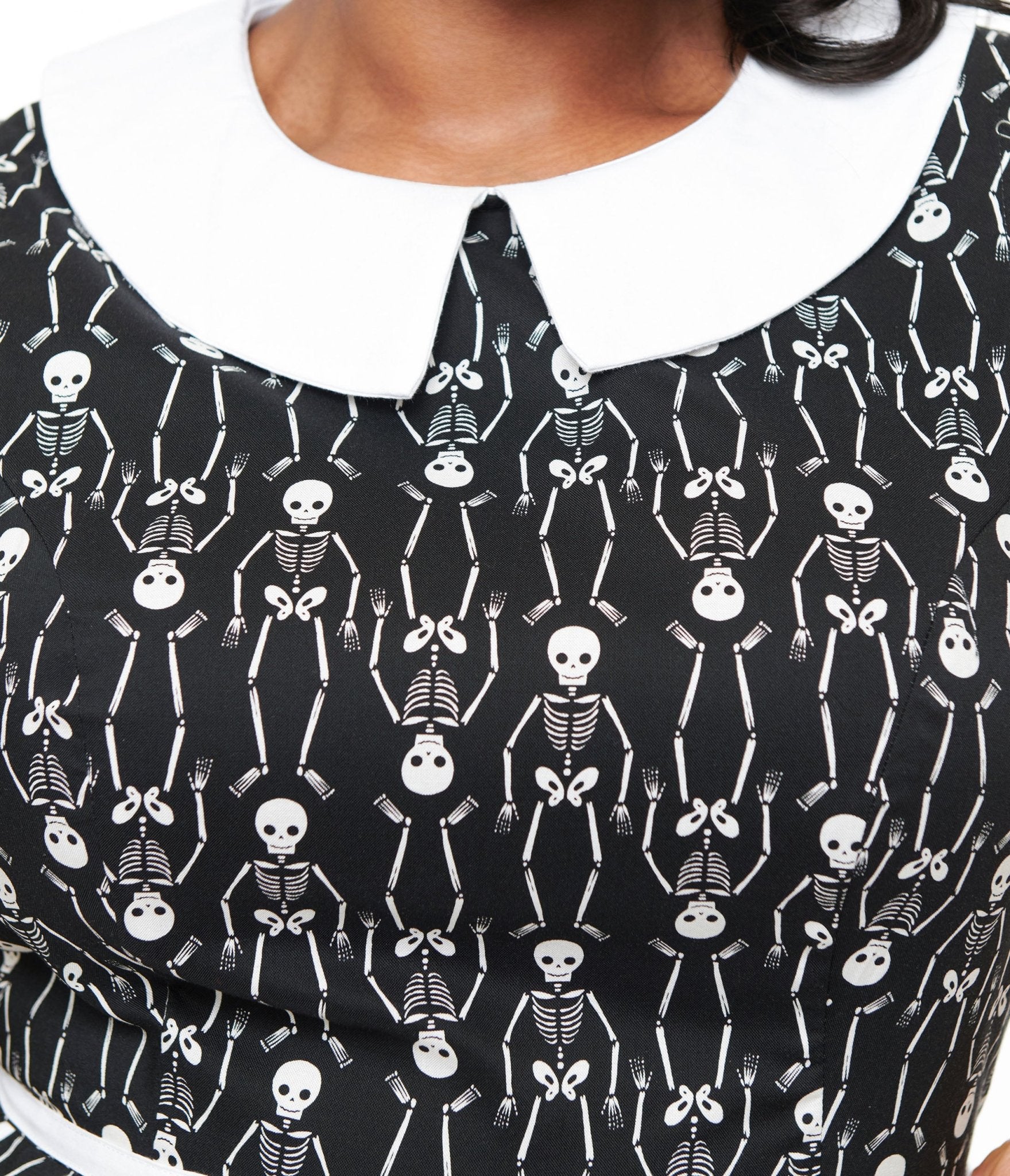 Retrolicious 1950s Plus Size Black & White Skeleton Print Fit & Flare Dress - Unique Vintage - Womens, HALLOWEEN, DRESSES