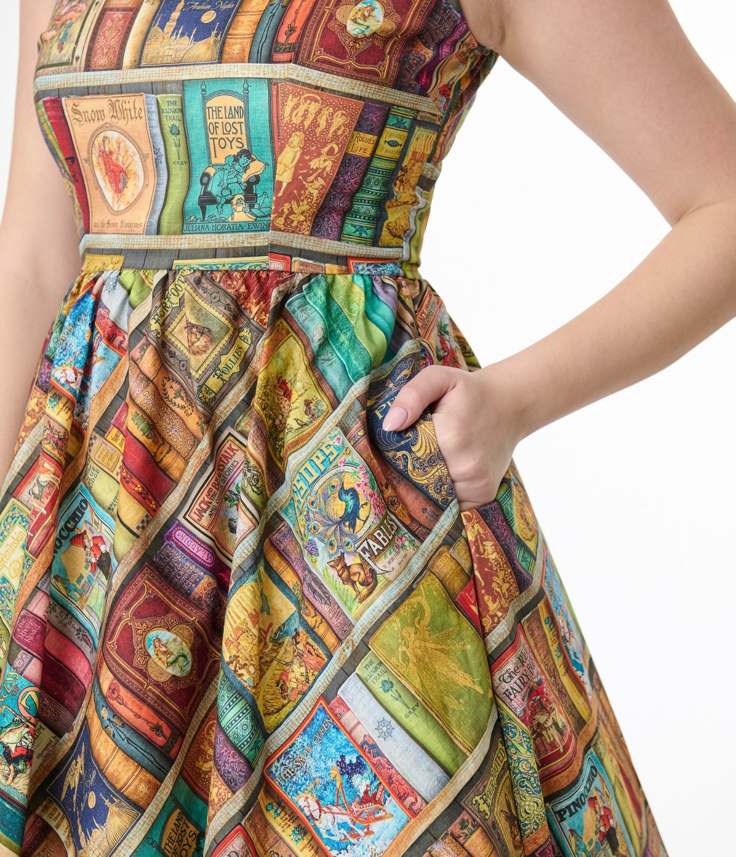 Retrolicious Multicolor Fairytales Midi Dress - Unique Vintage - Womens, DRESSES, MIDI