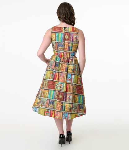 Retrolicious Multicolor Fairytales Midi Dress - Unique Vintage - Womens, DRESSES, MIDI