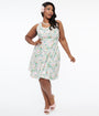 Retrolicious Plus Size 1950s White & Tropical Print Cotton Skater Dress