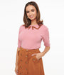 Rose Pink & Brown Knit Top