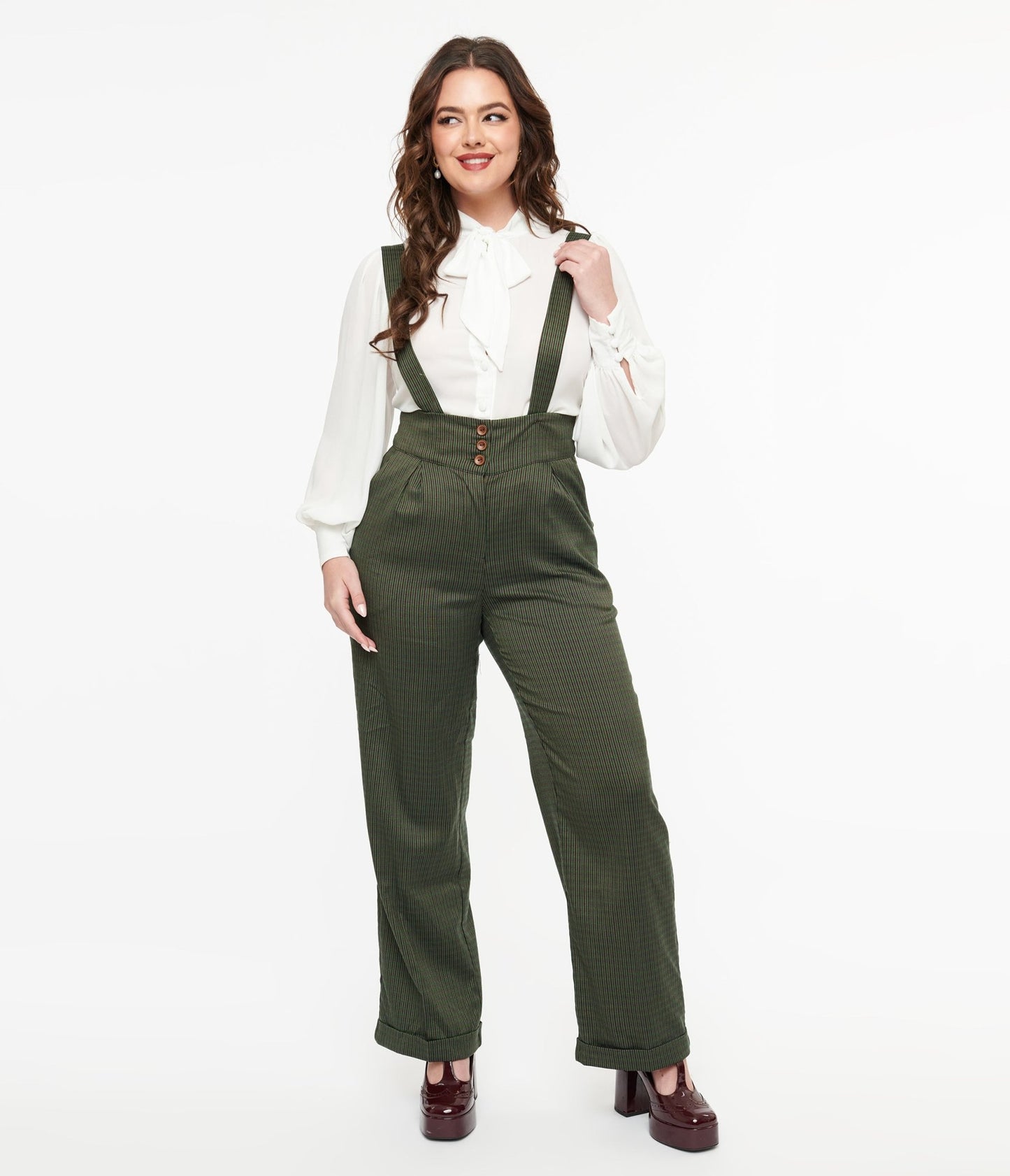 Royal Monk 1940s Green Check Jenny Trousers - Unique Vintage - Womens, BOTTOMS, PANTS