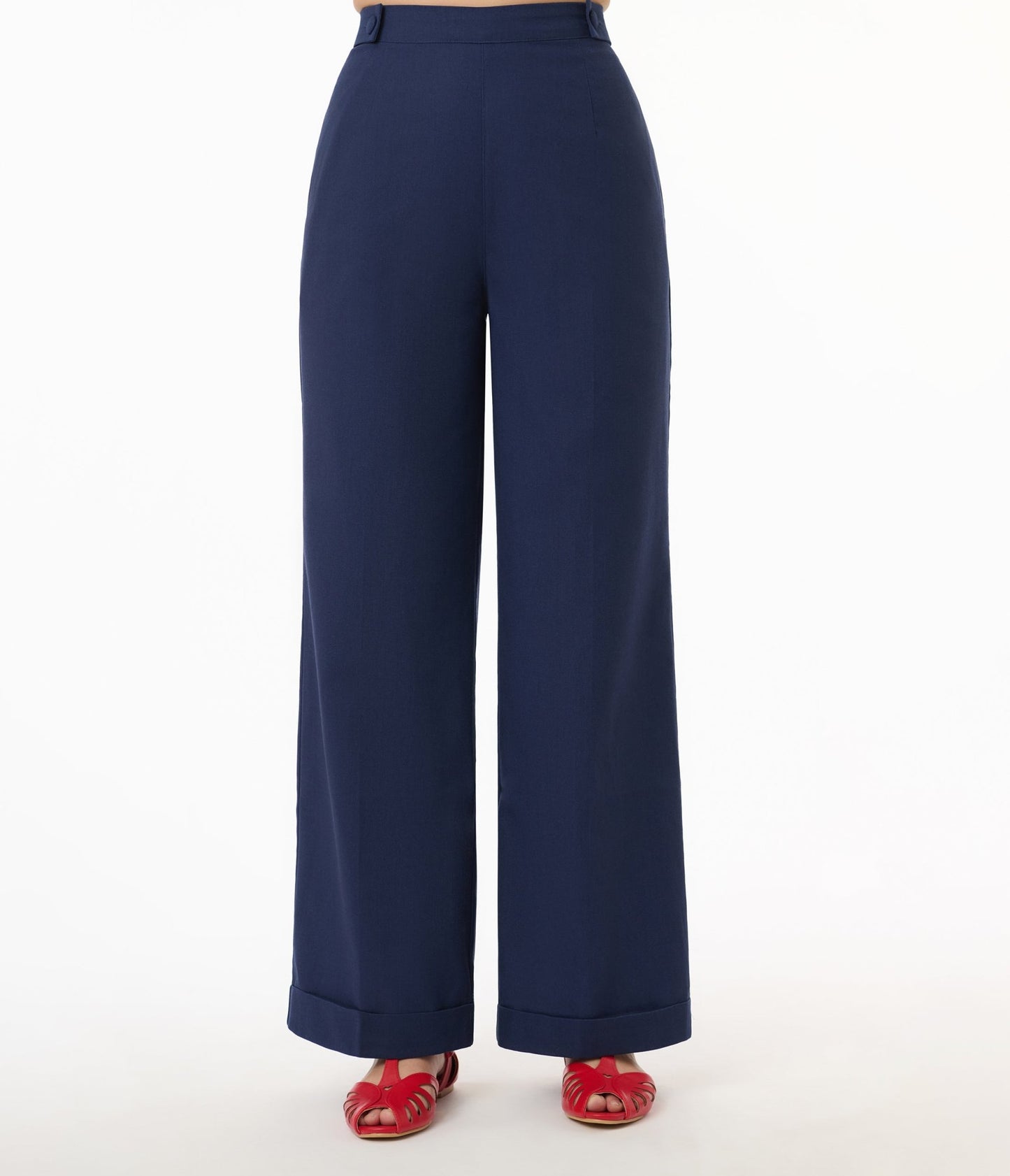 Royal Monk 1940s Navy Blue Trousers - Unique Vintage - Womens, BOTTOMS, PANTS