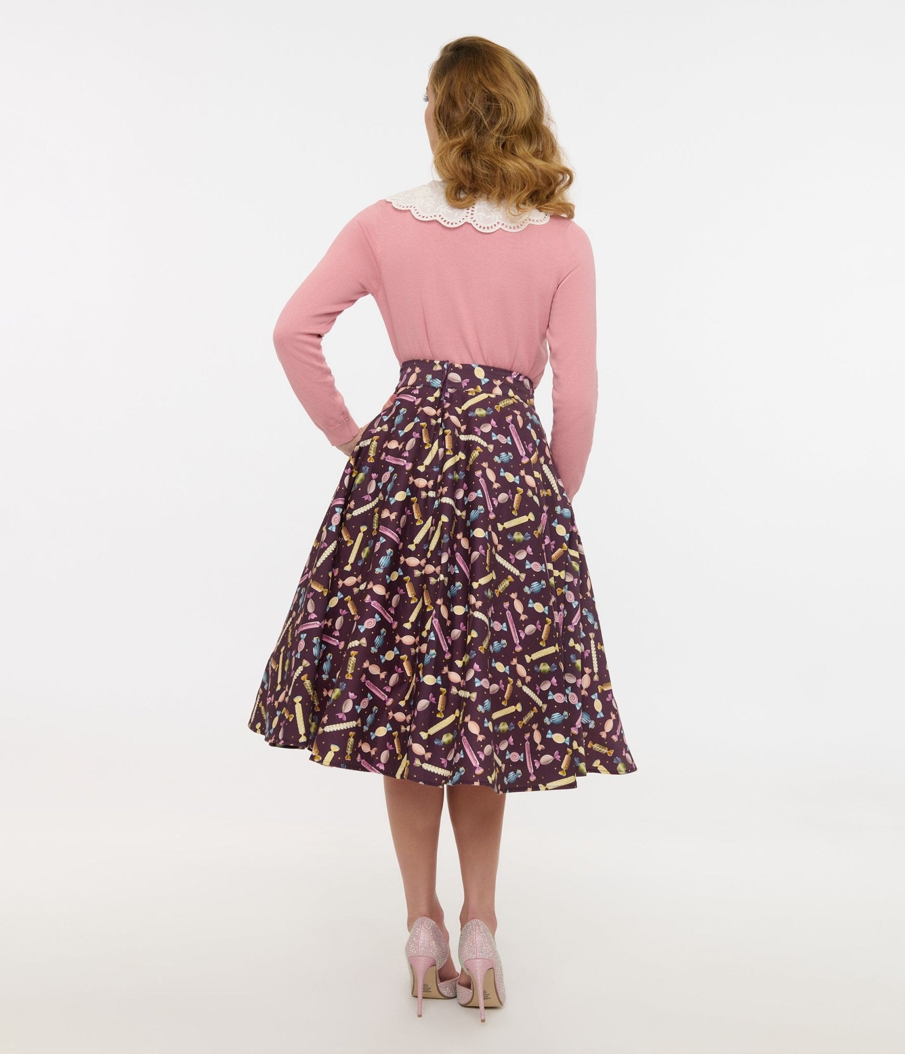 Royal Monk 1950s Eggplant & Candy Swing Skirt – Unique Vintage