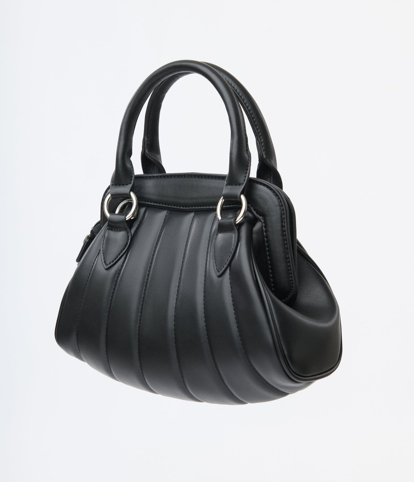 Royal Monk Black Leatherette Audrey Handbag - Unique Vintage - Womens, ACCESSORIES, HANDBAGS