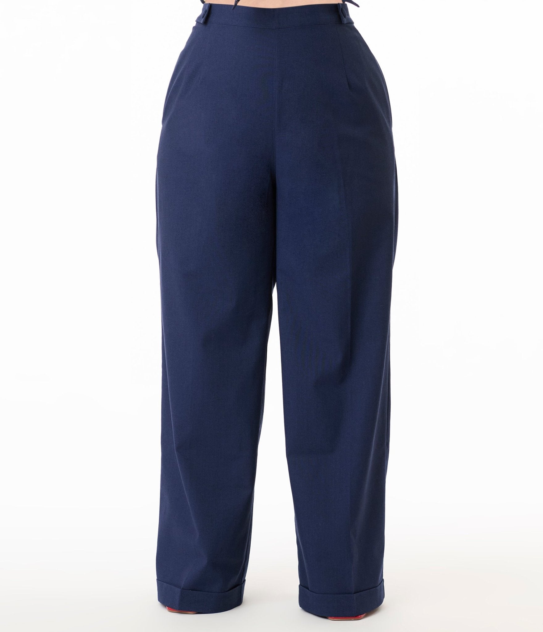 Royal Monk Plus Size 1940s Navy Blue Trousers - Unique Vintage - Womens, BOTTOMS, PANTS