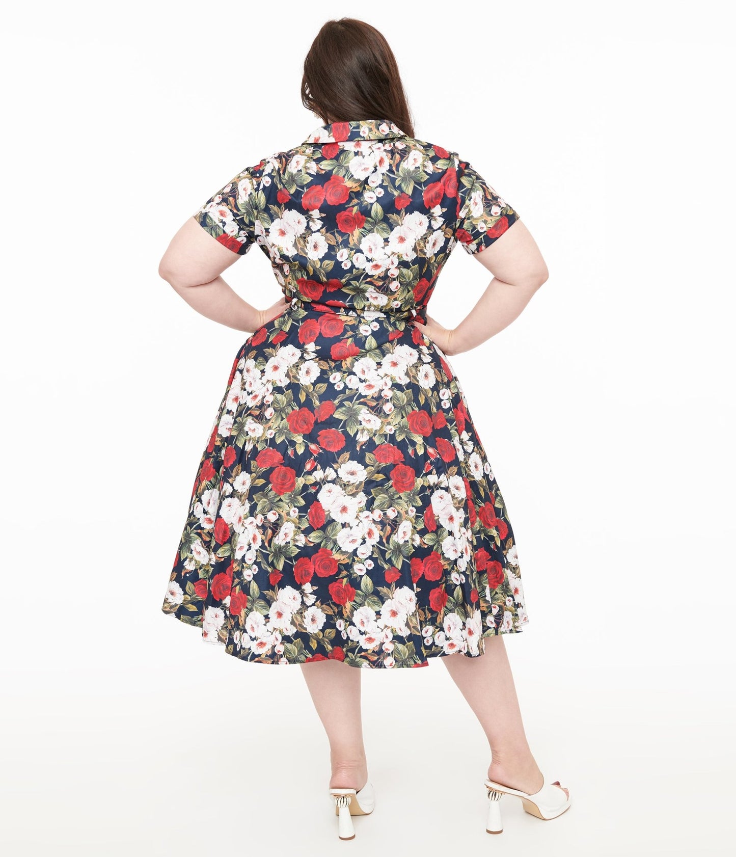 Royal Monk Plus Size 1950s Dark Rose Fit & Flare Dress - Unique Vintage - Womens, DRESSES, SWING