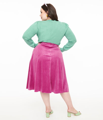 Royal Monk Plus Size 1950s Purple Velvet Dreams Swing Skirt - Unique Vintage - Womens, BOTTOMS, SKIRTS