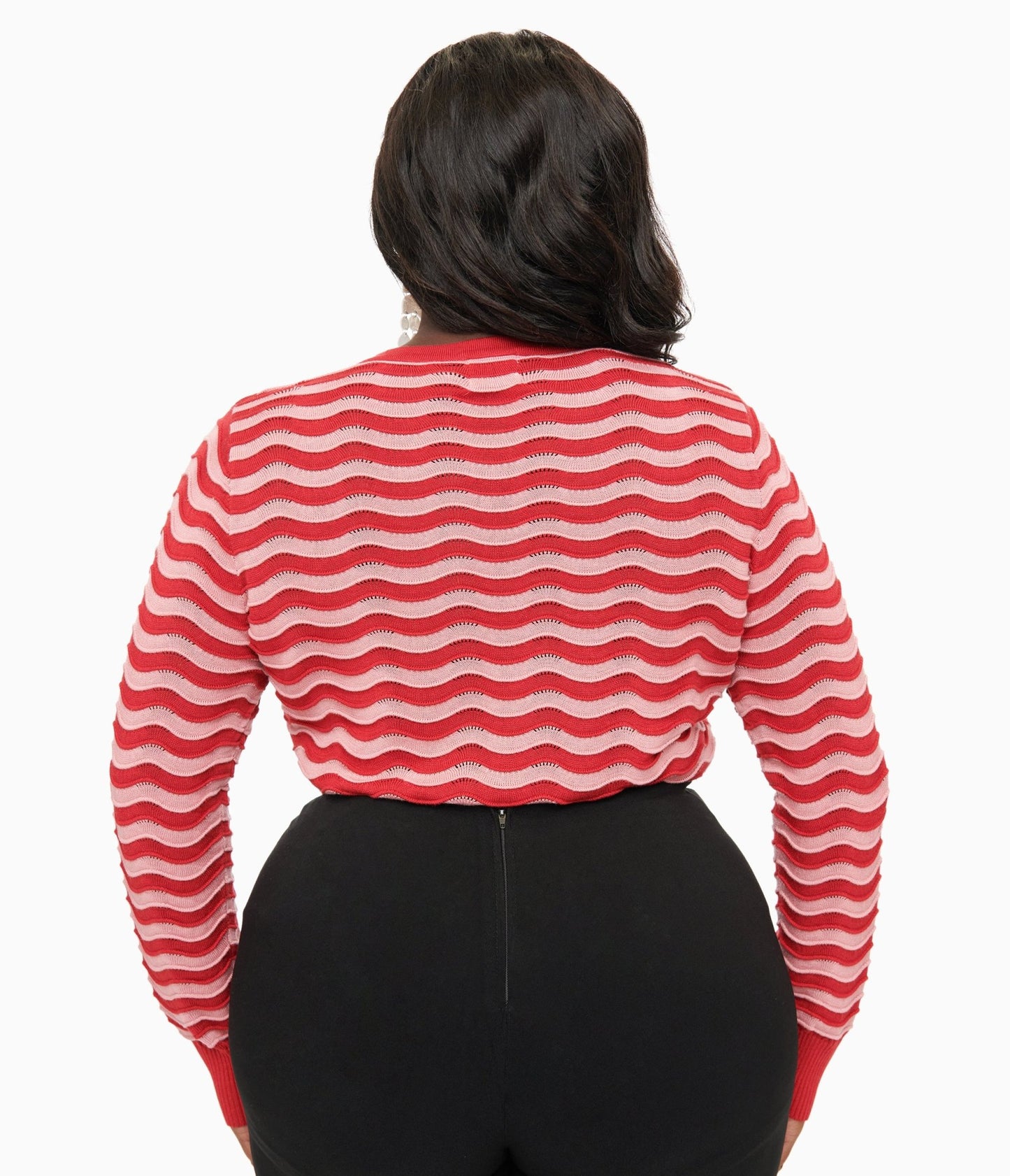 Royal Monk Plus Size 1970s Red & Pink Sweet Stripes Top - Unique Vintage - Womens, TOPS, SWEATERS