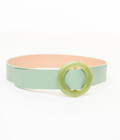 Sage Circle Buckle Belt - Unique Vintage - Womens, ACCESSORIES, BELTS