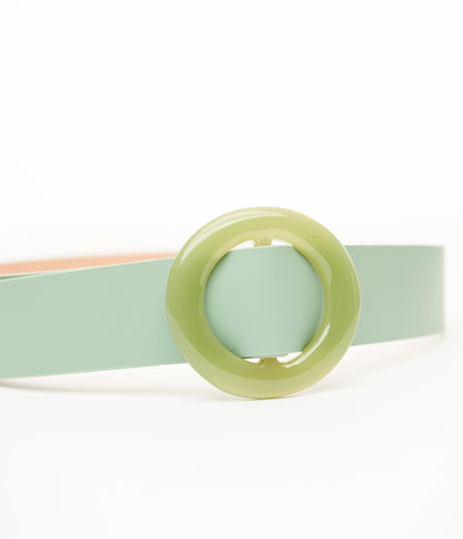 Sage Circle Buckle Belt - Unique Vintage - Womens, ACCESSORIES, BELTS