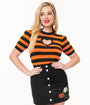 Smak Parlour 1950s Black & Orange Stripe Heart Sweater