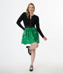 Smak Parlour 1950s Green Golf Print Gathered Mini Skirt