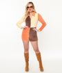 Smak Parlour 1960s Fall Color Block Terry Cloth Romper