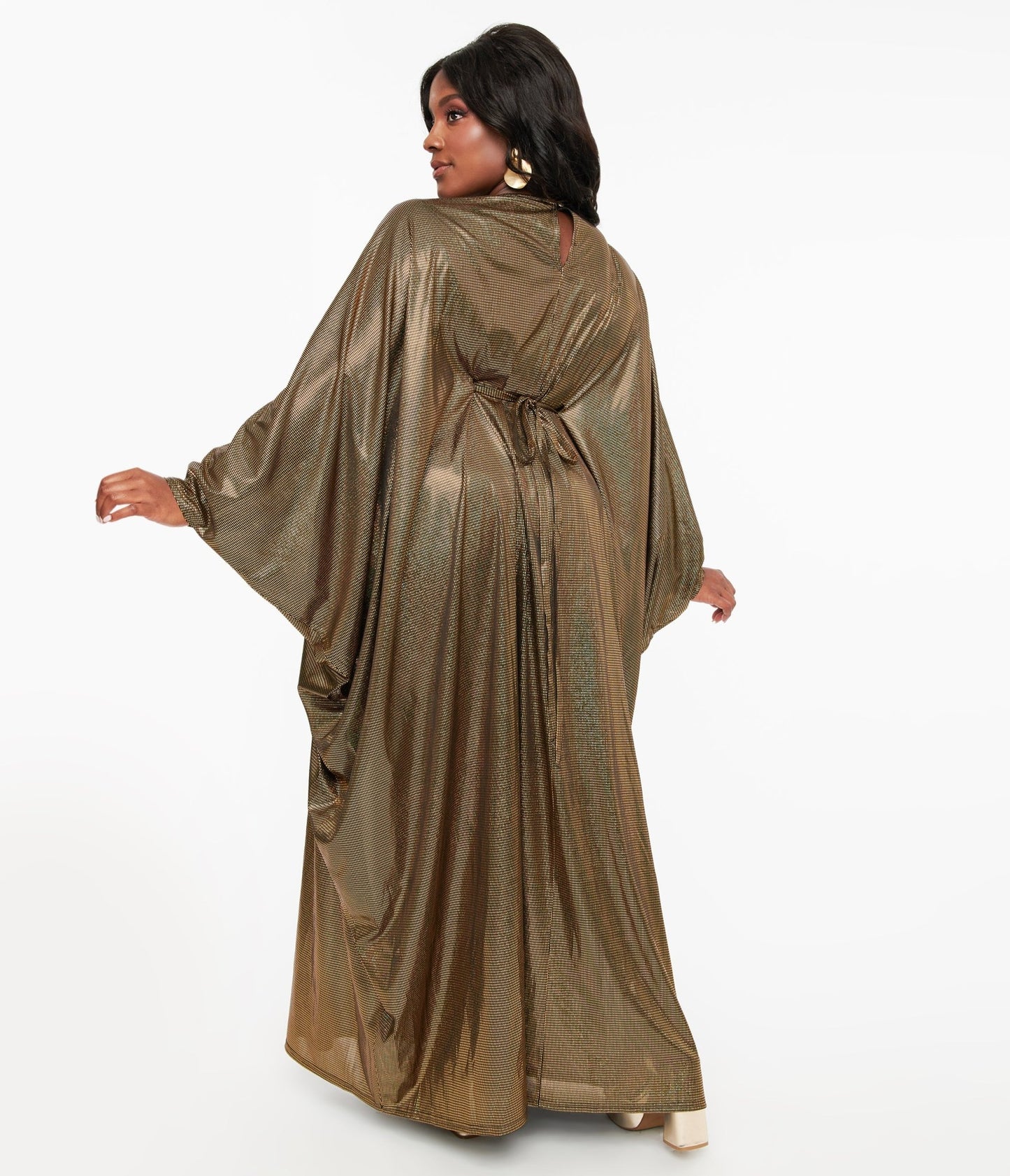 Smak Parlour 1970s Metallic Gold Batwing Caftan - Unique Vintage - Womens, DRESSES, CAFTAN