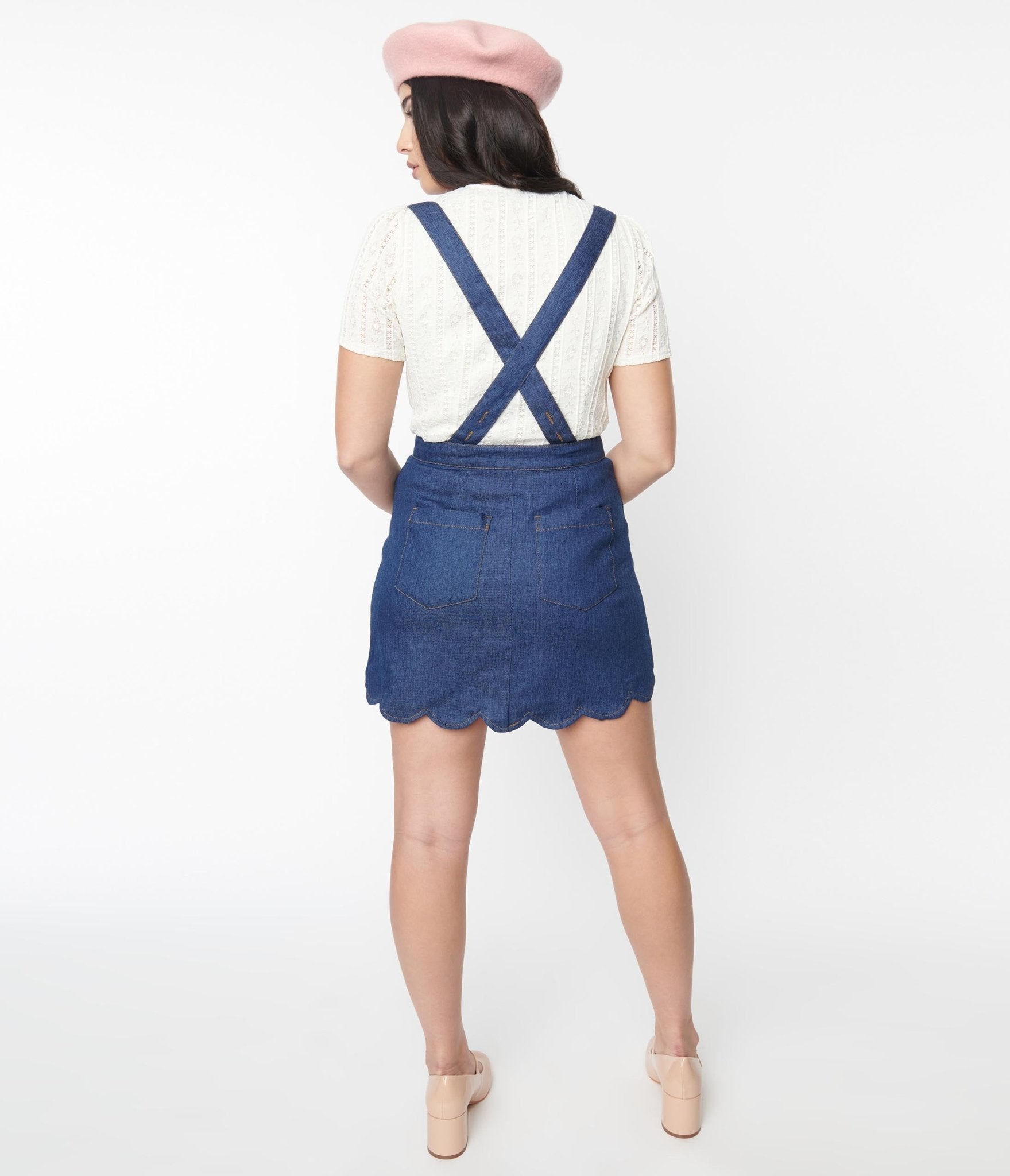 Smak Parlour Denim Blue Suspender Mini Skirt - Unique Vintage - Womens, BOTTOMS, SKIRTS