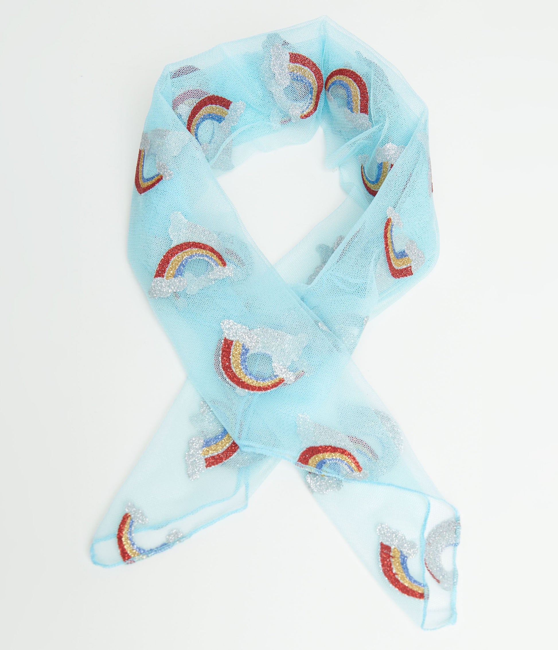 Smak Parlour Light Blue Glitter Rainbow Hair Scarf - Unique Vintage - Womens, ACCESSORIES, HAIR