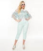 Smak Parlour Light Blue & White Gingham Capri Pants